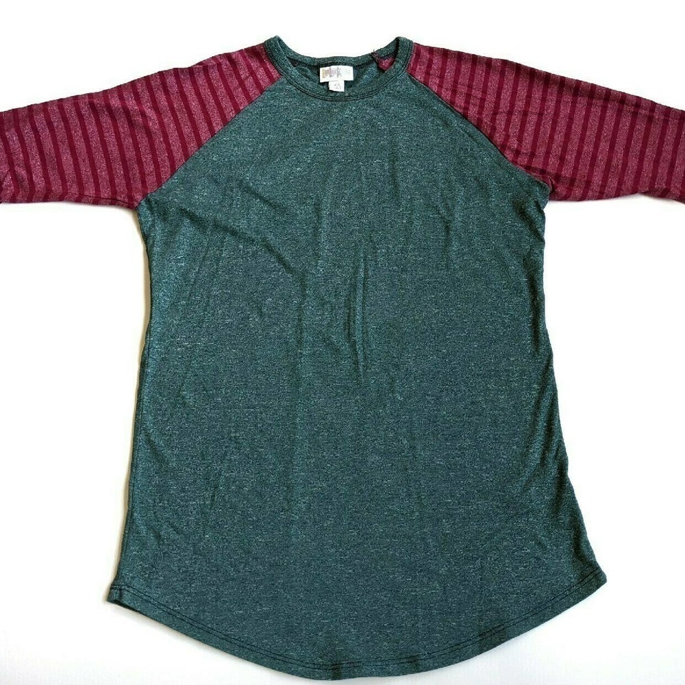 Green Raglan Stripe Lularoe XS Baseball Randy